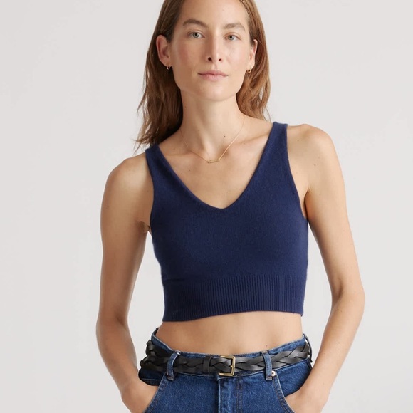 Quince 100% Mongolian Cashmere Crop Sweater Tank - Picture 1 of 5